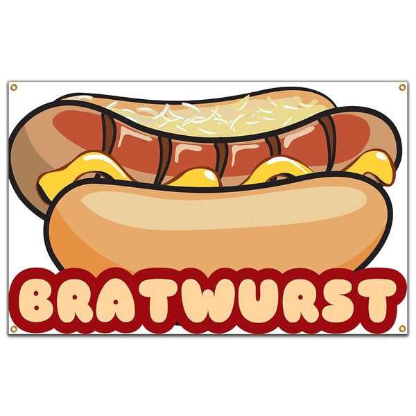 Bratwurst Banner Heavy Duty 13 Oz Vinyl with Grommets Single Sided